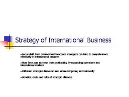 Strategic and International Business