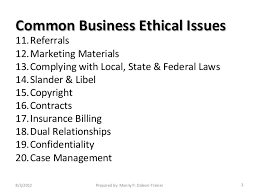Implications of a business ethics issue