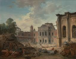 Analyze the Demolition of Chateau of Meudon Painting
