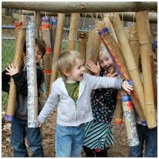 Preschoolers Play with Bamboo